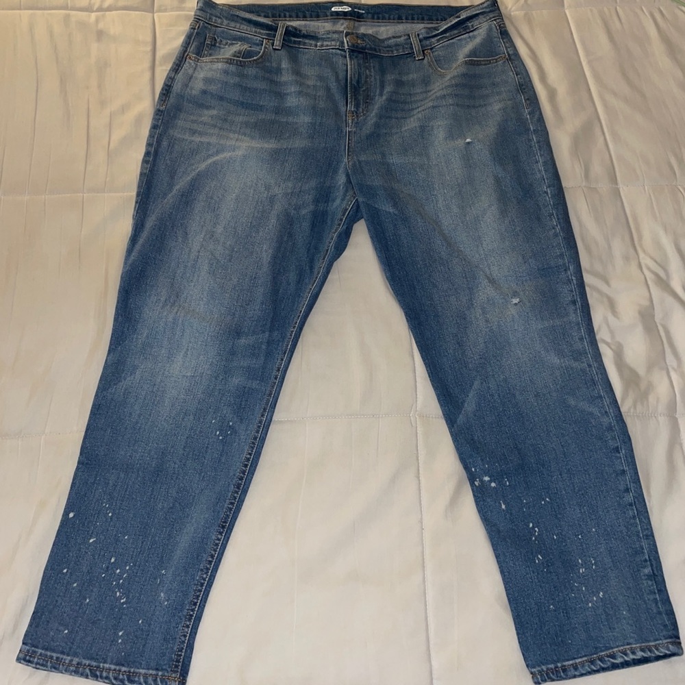 Old Navy White Paint Splatter Boyfriend Jeans